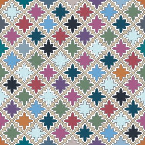 Alfombra vinílica baño patrón azulejos vintage coloridos - TenVinilo