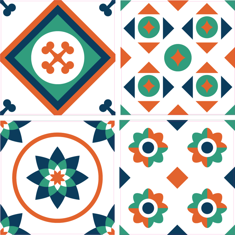 Alfombra vinílica baño azulejos geométricos - TenVinilo