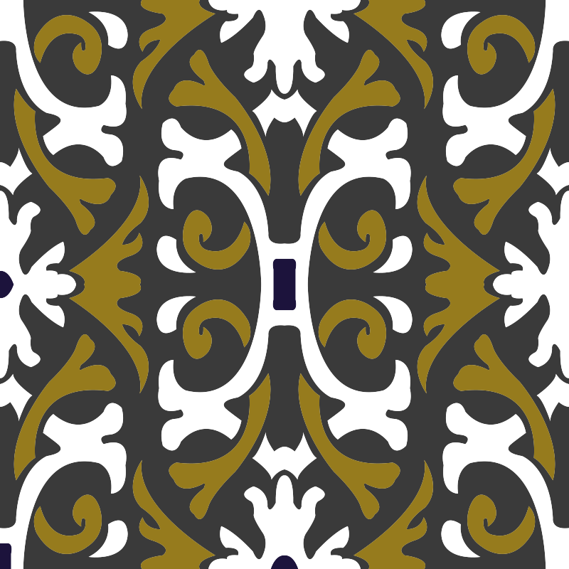 Alfombra vinílica cocina azulejos florales vintage beige - TenVinilo