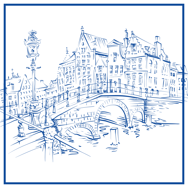 Alfombra vinílica cocina casas de canal azul delft - TenVinilo