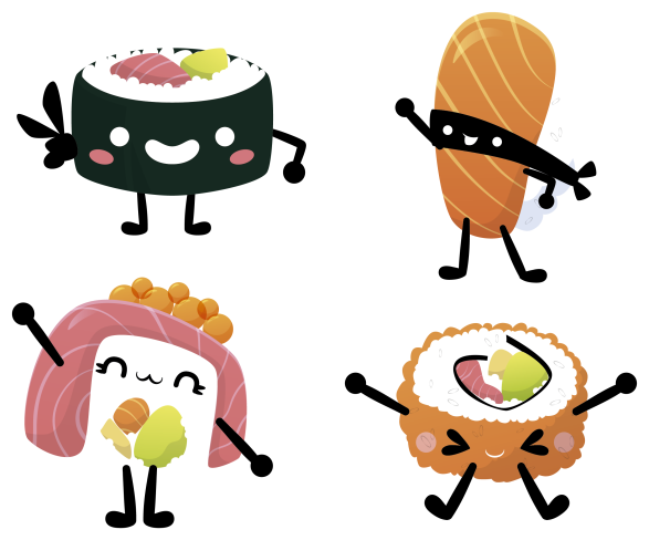 Alfombra vinílica cocina sushi adorable - TenVinilo
