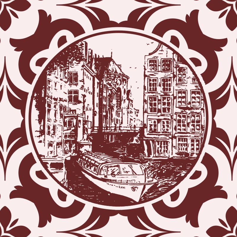 Alfombra vinílica cocina casas y barco del canal - TenVinilo