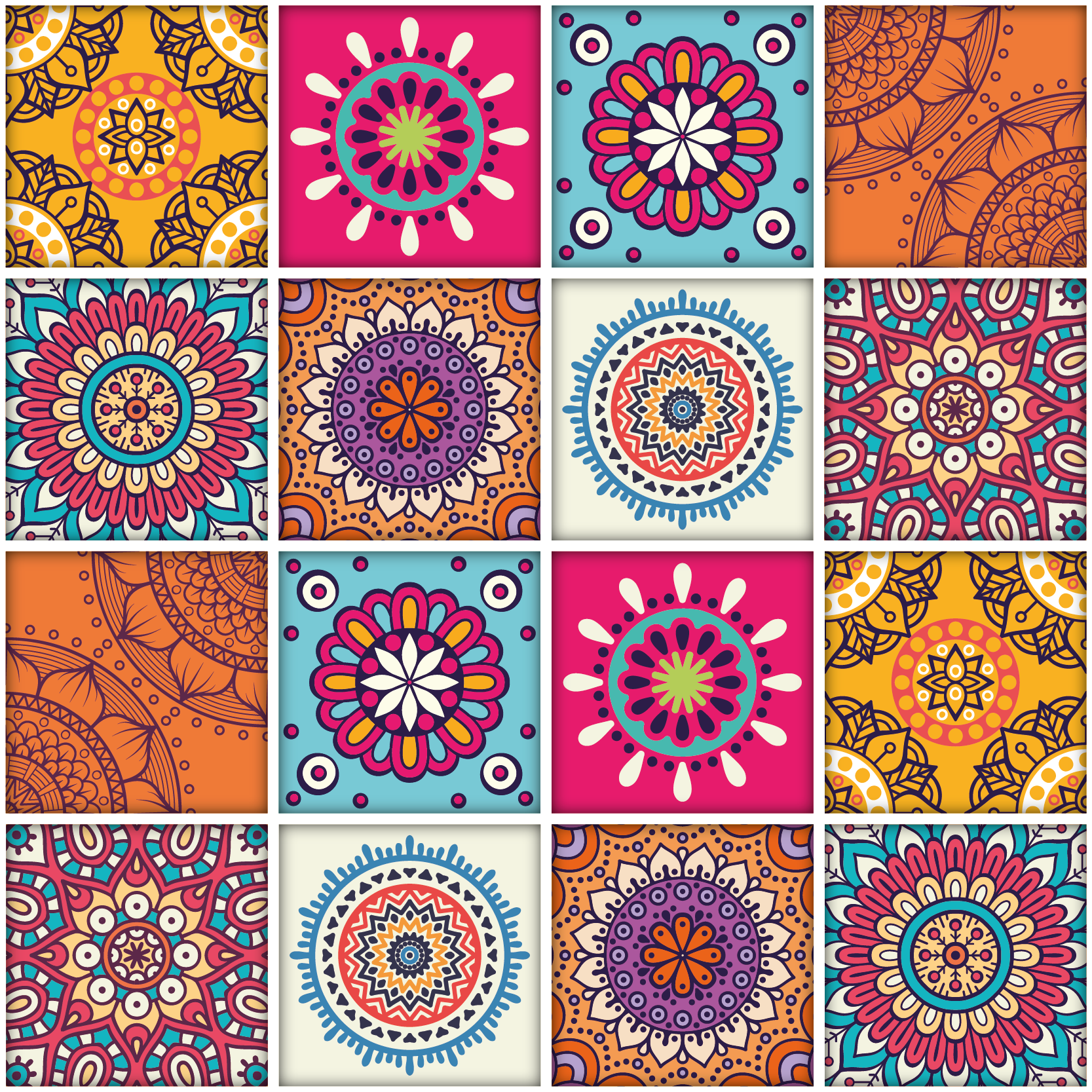 Alfombra vinílica cocina azulejos mandala - TenVinilo
