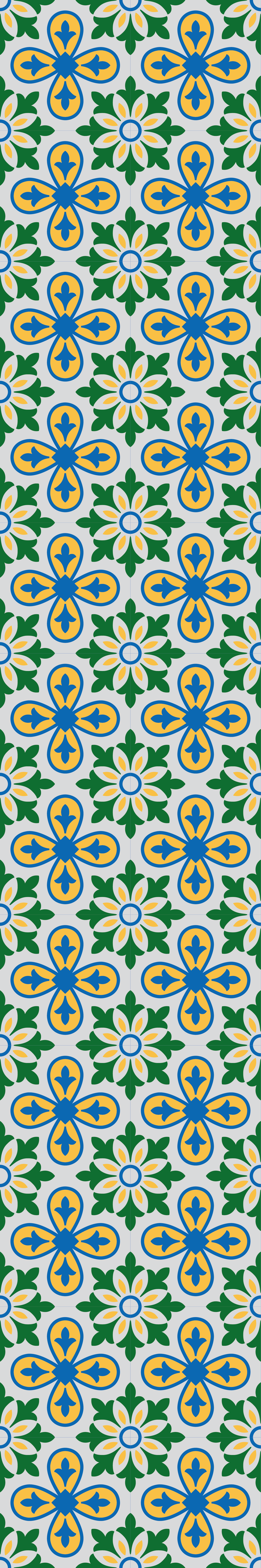 Alfombra vinílica cocina azulejo portugués azul y amarillo - TenVinilo