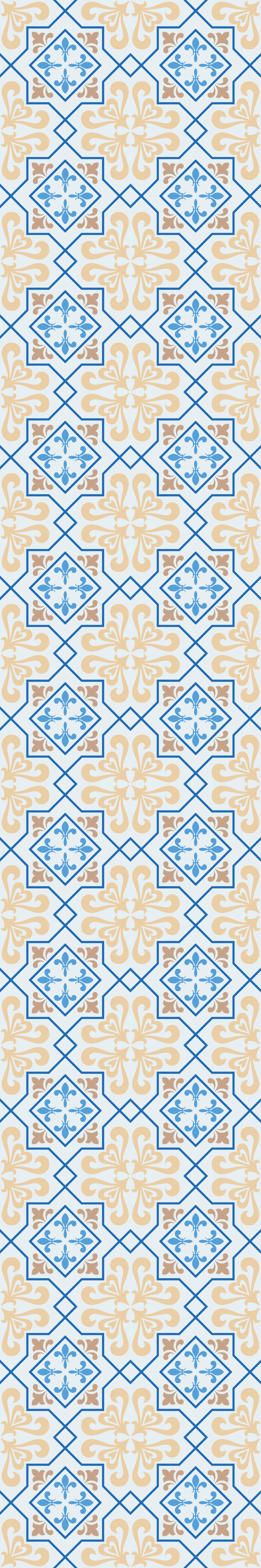 Alfombra vinílica cocina patrón de azulejos azules - TenVinilo