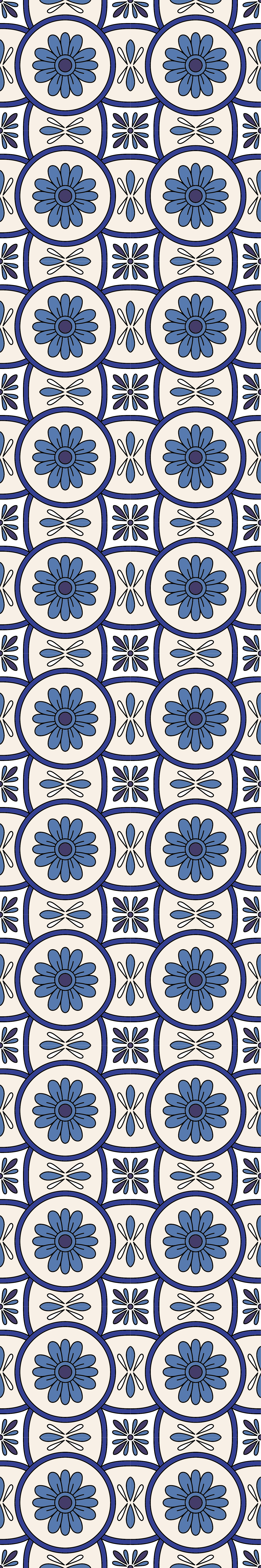 Alfombra vinílica cocina azulejo portugués flor azul - TenVinilo