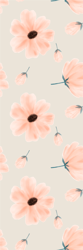 Alfombra vinílica dormitorio flores grandes acuarela beige - TenVinilo