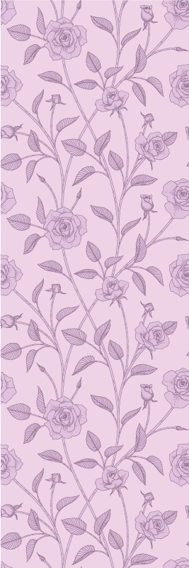 Alfombra vinílica dormitorio pintura vintage rosas moradas - TenVinilo