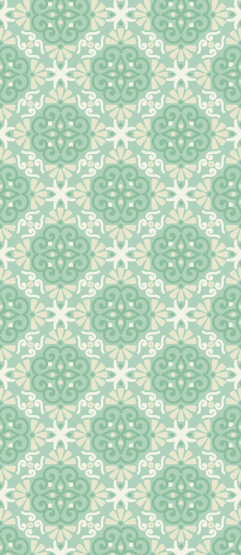 Alfombra vinílica dormitorio estilo nórdico floral verde - TenVinilo
