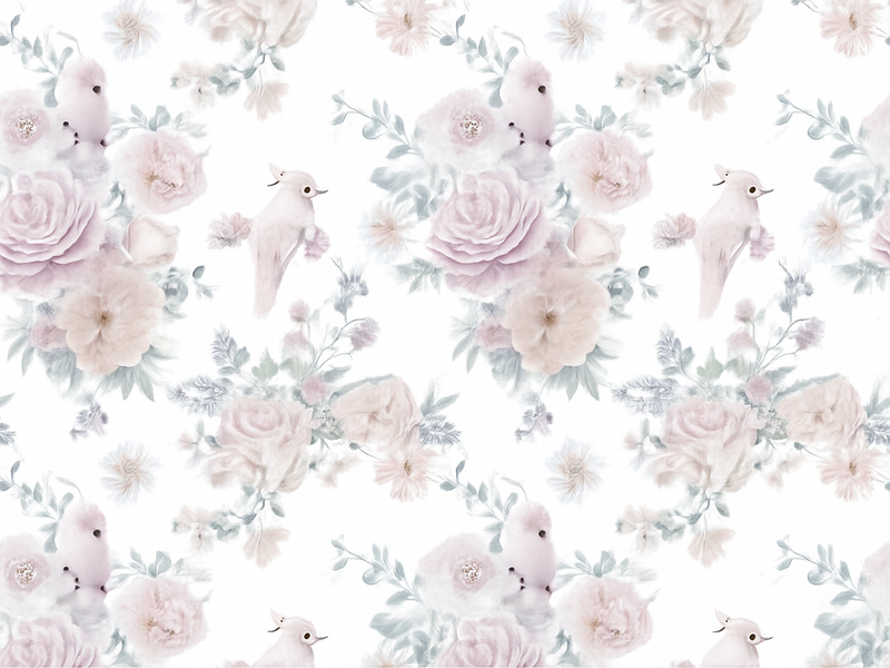 Alfombra vinílica dormitorio diseño floral gris elegante - TenVinilo