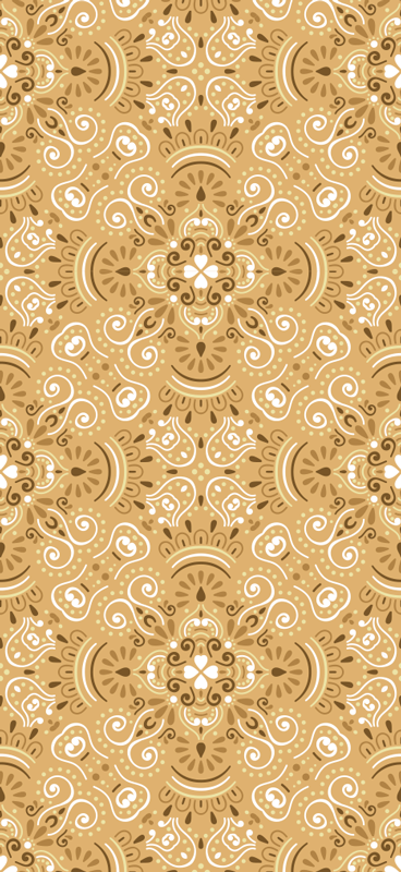 Alfombra vinílica dormitorio patrón ornamental vintage beige - TenVinilo