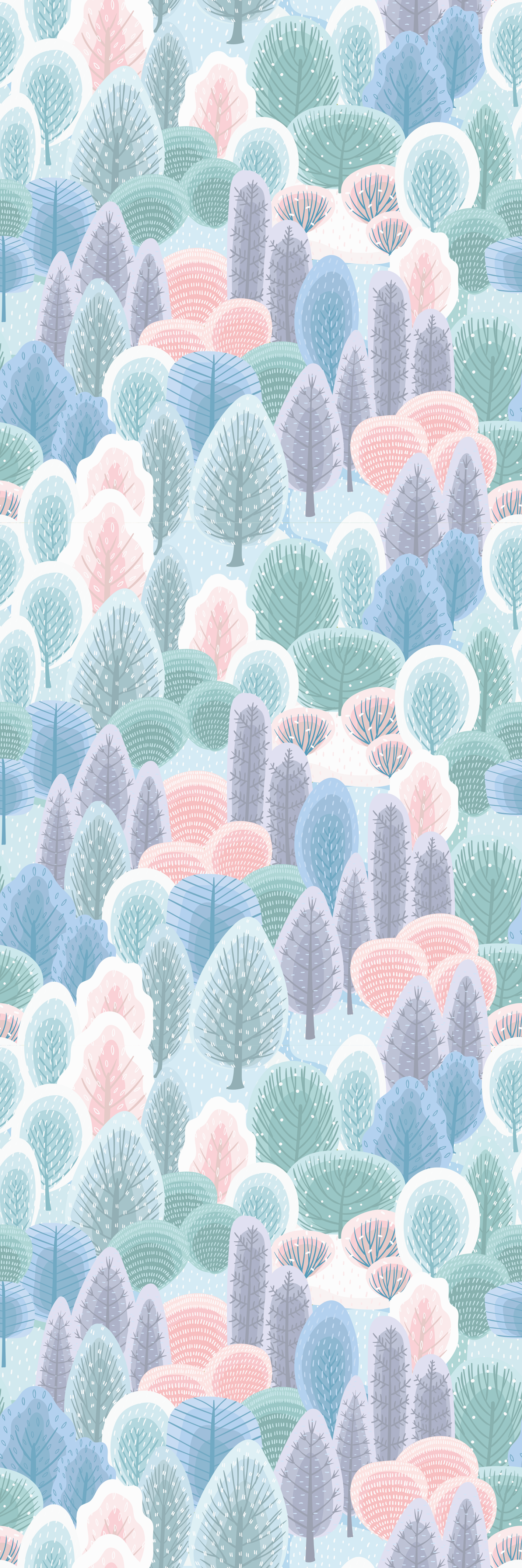 Alfombra vinílica dormitorio diseño bosque invernal pastel - TenVinilo