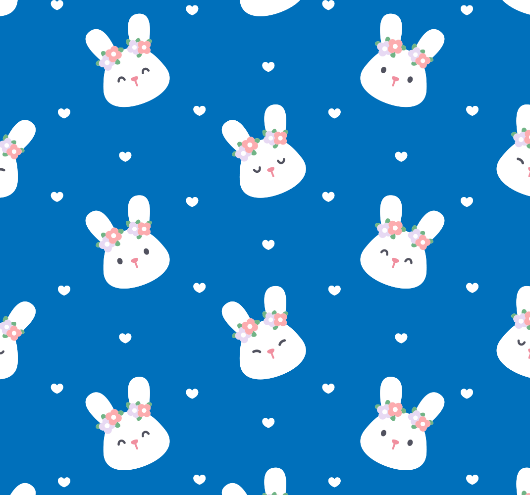 Alfombra vinílica dormitorio con adorables conejitos azules - TenVinilo