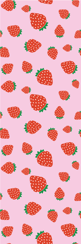 Alfombra vinílica dormitorio con fresas sobre fondo rosa - TenVinilo