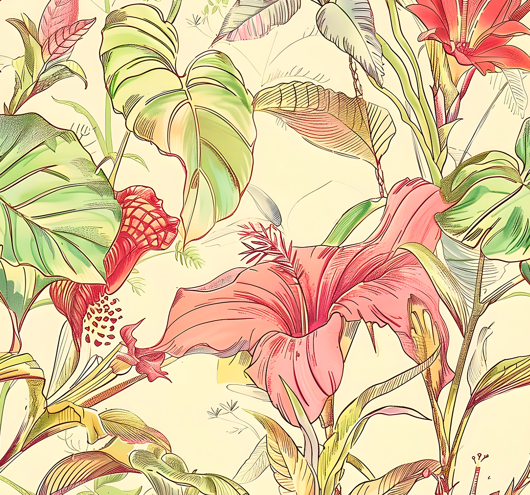 Alfombra vinílica naturaleza estampado flores inglesas - TenVinilo