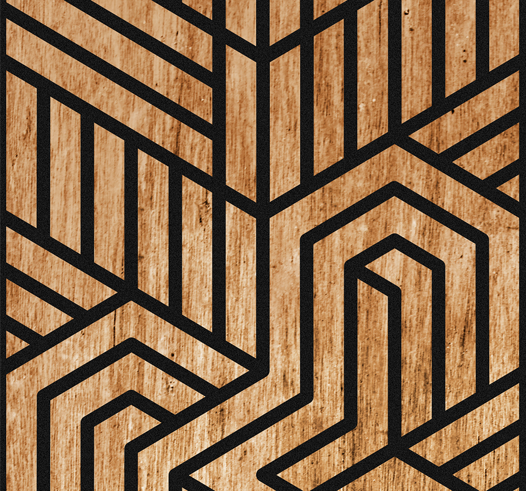 Alfombra vinílica imitación geometría de madera - TenVinilo