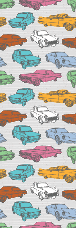Alfombra vinílica vintage coches clásicos coloridos - TenVinilo