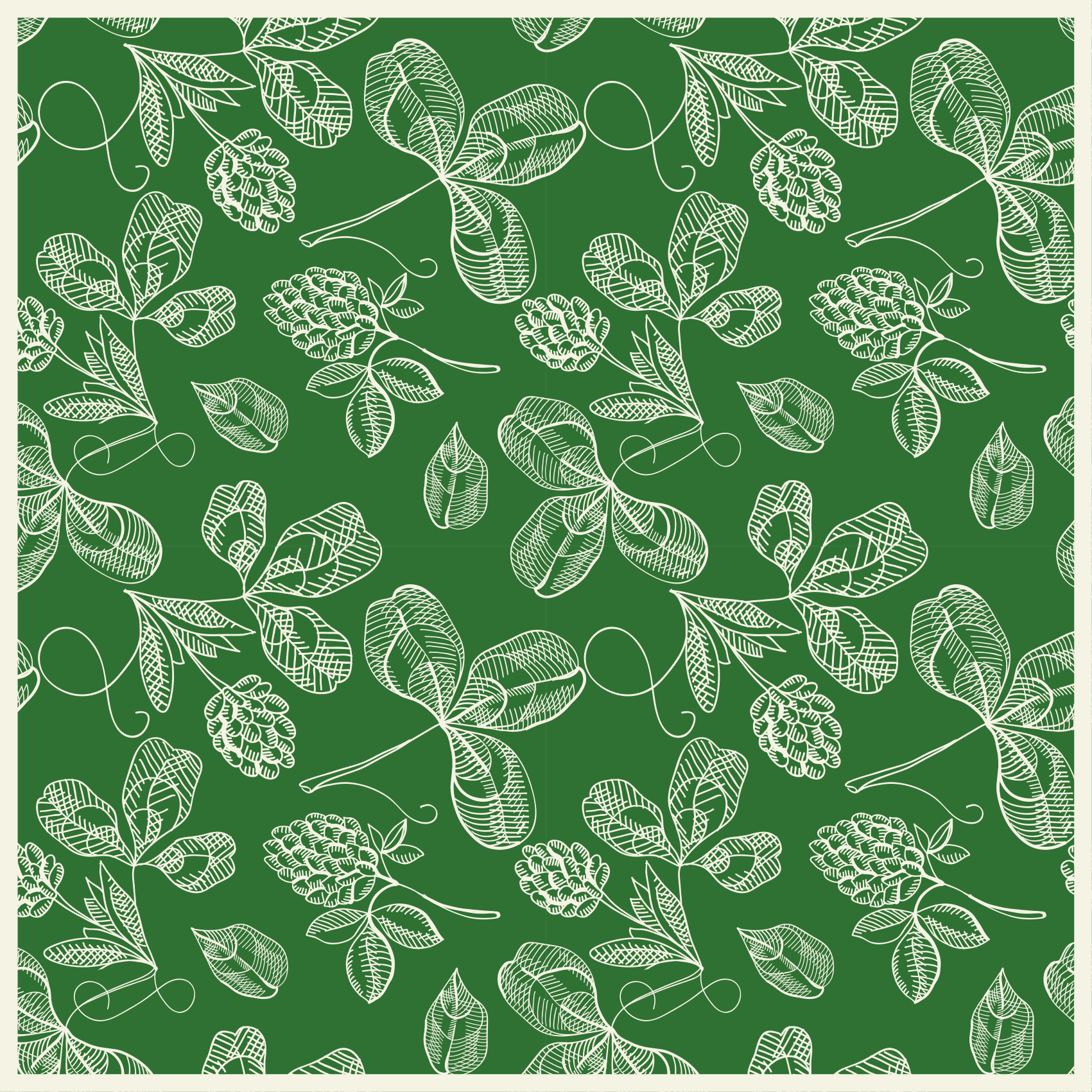 Alfombra vinílica vintage patrón de ramas de magnolia verde - TenVinilo