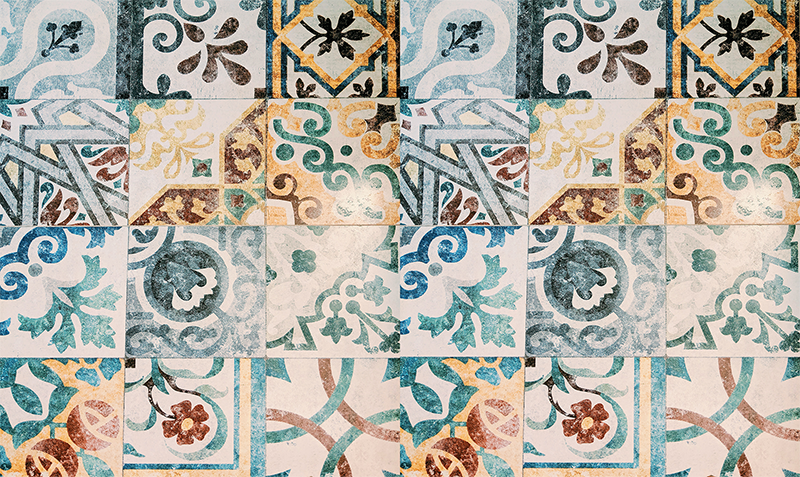 Alfombra vinílica vintage patrón mosaico retro - TenVinilo