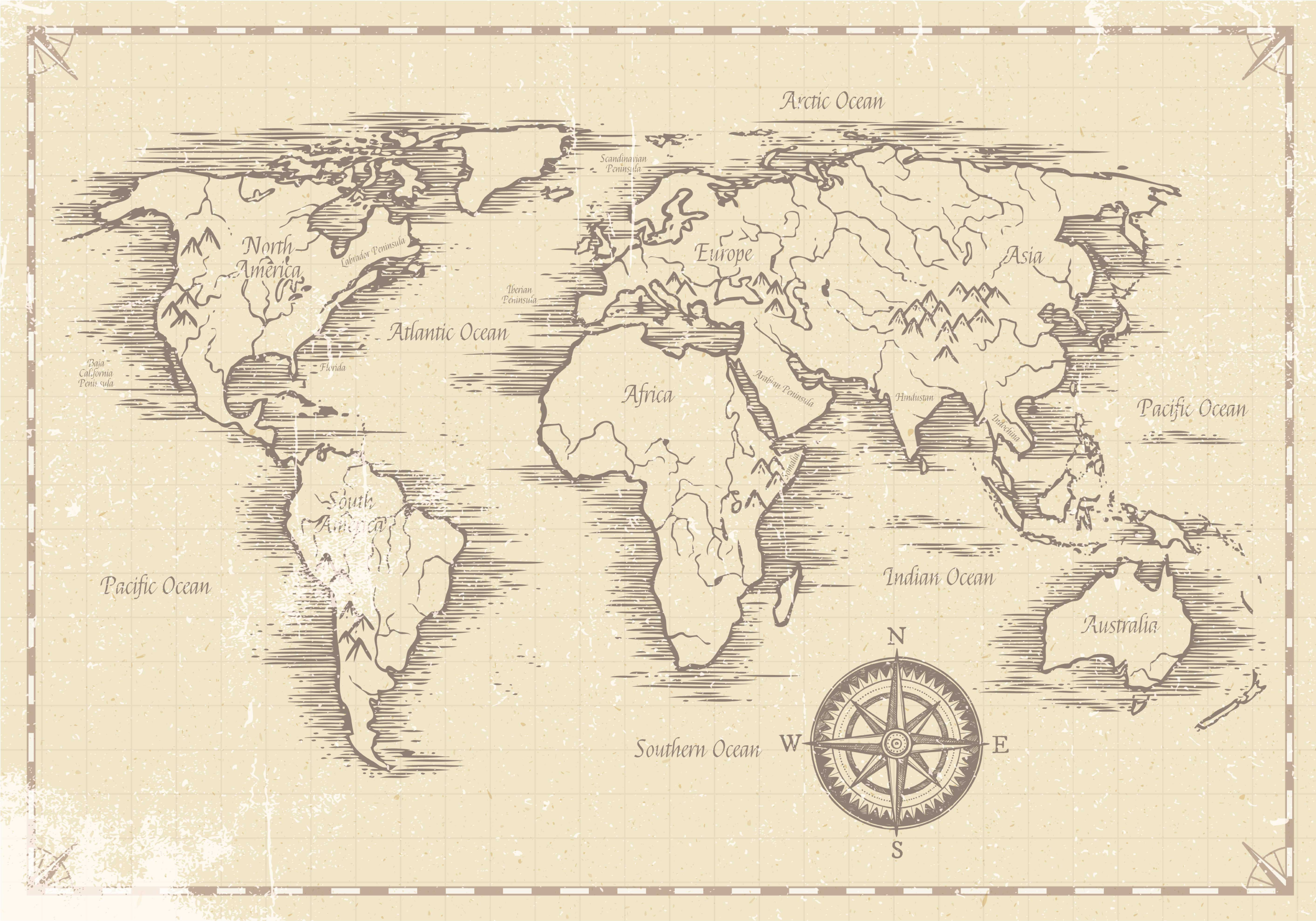 Alfombra vinílica mapamundi mapa antiguo - TenVinilo