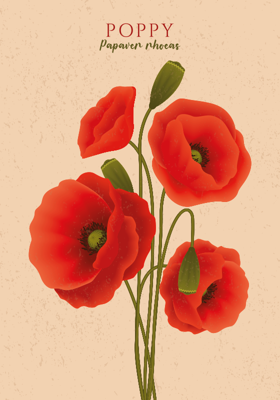 Alfombra vinílica flores amapolas - TenVinilo