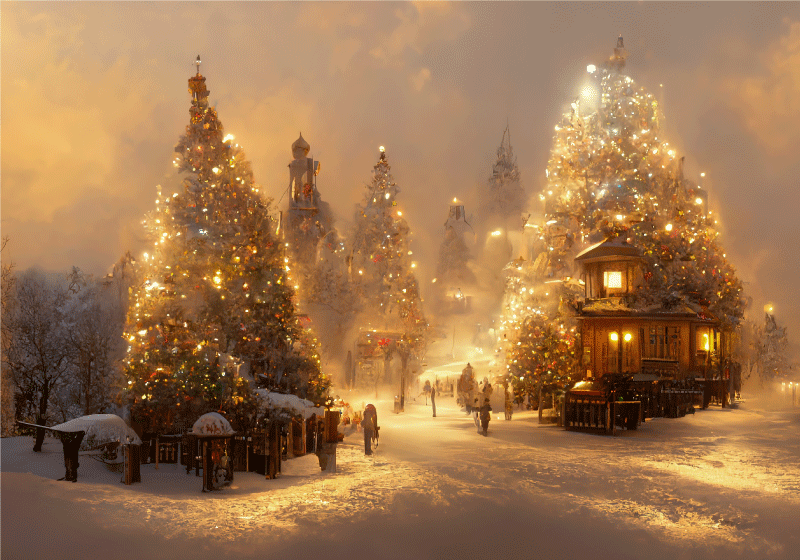 Alfombra vinílica navidad paisaje invernal - TenVinilo