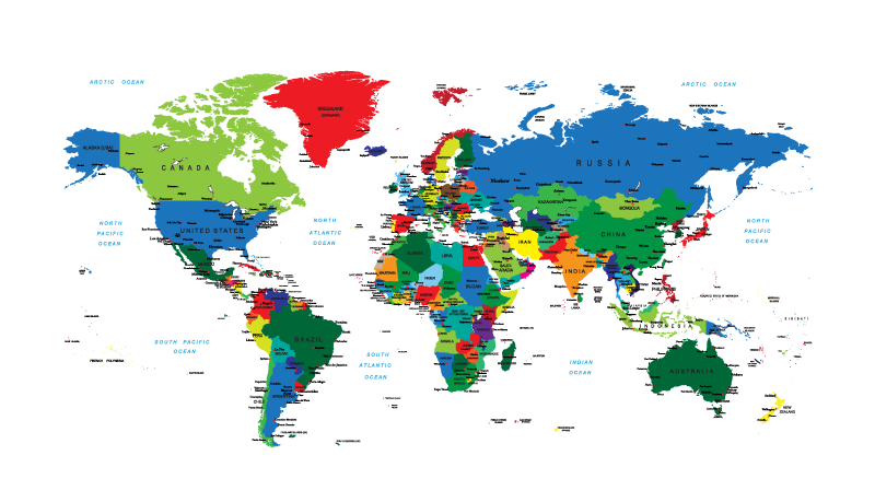 Alfombra vinílica mapamundi cartografía política - TenVinilo