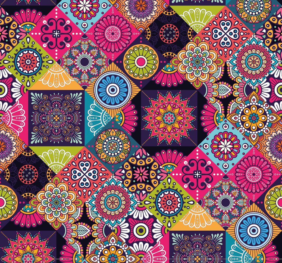 Alfombra vinílica salón mandalas oscuros - TenVinilo
