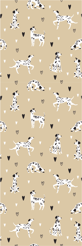 Alfombra vinílica salón estampado de perros beige - TenVinilo