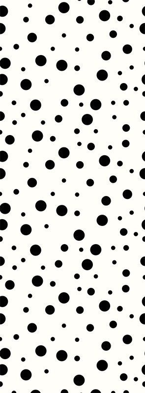 Alfombra vinílica salón lunares negros sobre fondo blanco - TenVinilo
