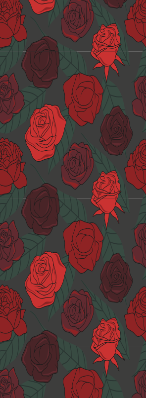 Alfombra vinílica pasillo múltiples rosas y hojas - TenVinilo
