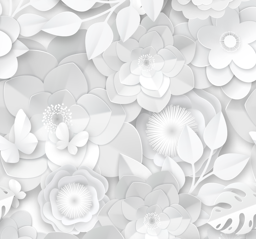 Alfombra vinílica blanca flores blancas en 3d - TenVinilo