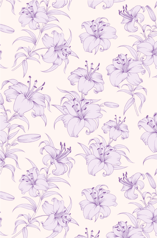 Alfombra vinílica lila diseño floral lirios en flor - TenVinilo