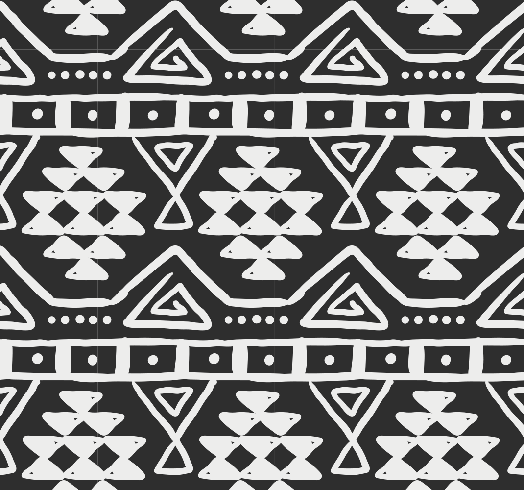 Alfombra vinílica negra con patrón bohemio blanco y negro - TenVinilo