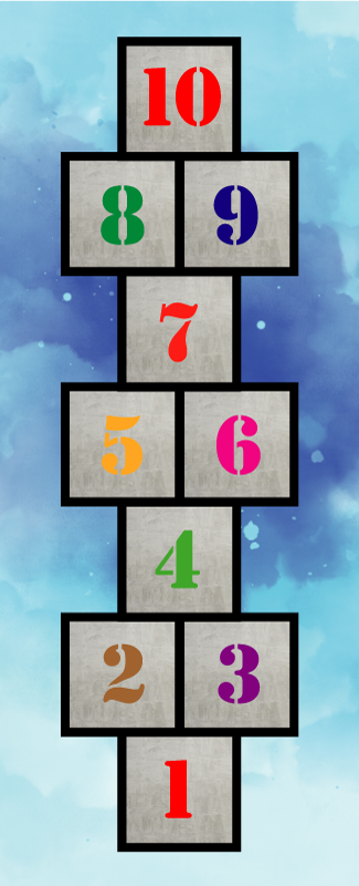 Alfombra vinílica infantil rayuela sobre agua - TenVinilo