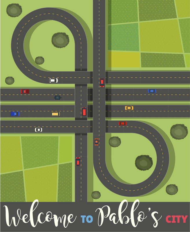 Alfombra vinílica infantil ciudad personalizable - TenVinilo