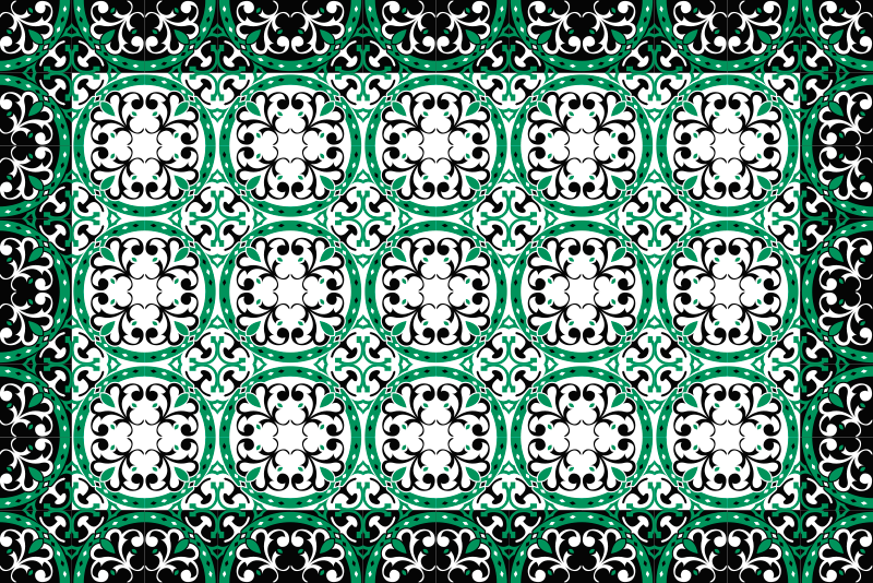 Alfombra vinílica mosaico verde para salón - TenVinilo