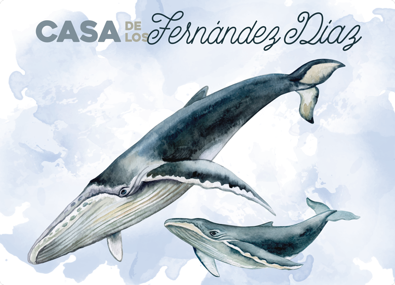 Alfombra vinilo de peces con nombre de familia - TenVinilo