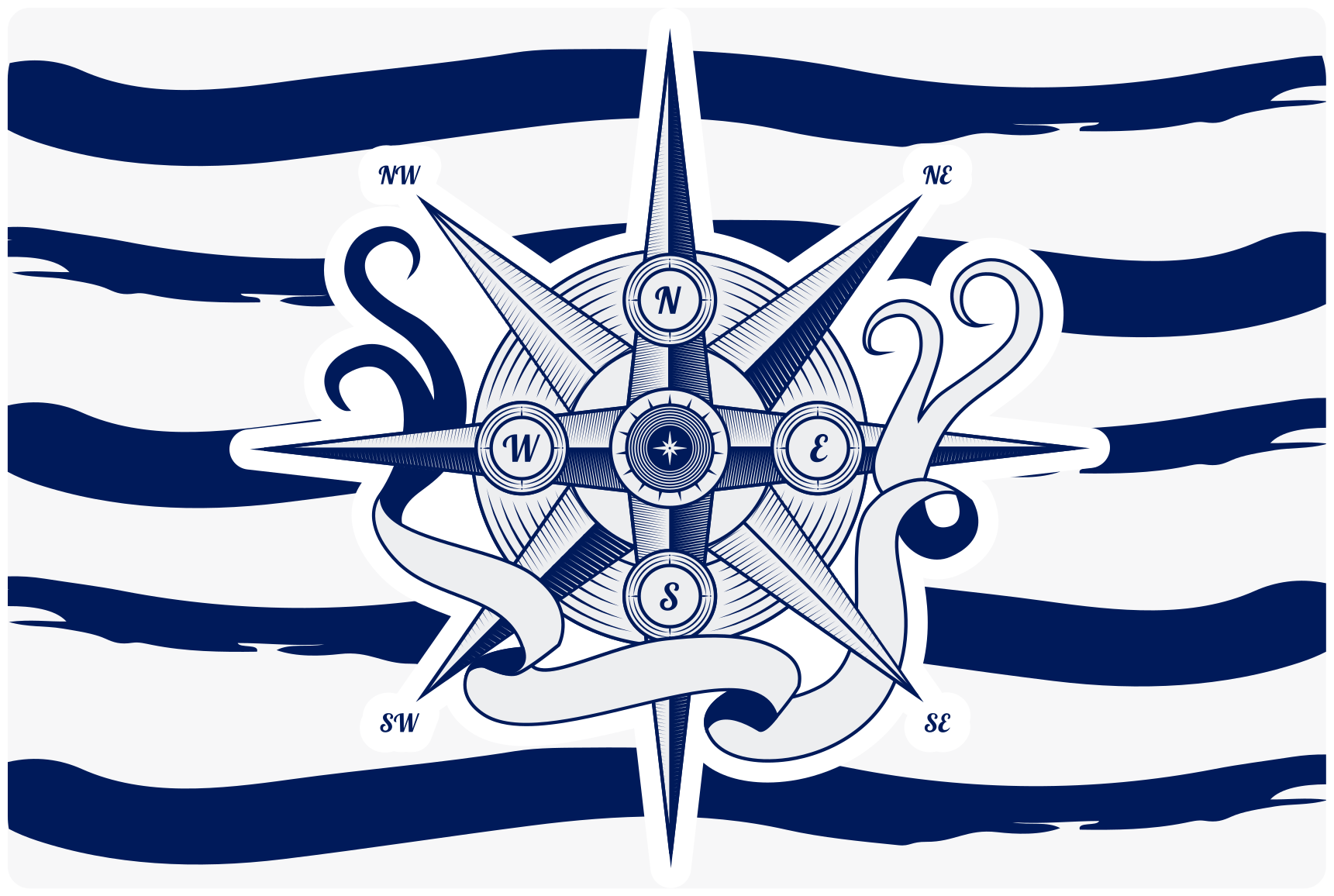 Alfombra vinílica rayas brújula marina - TenVinilo