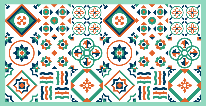 Alfombras de vinilo de azulejos Patrón de mosaico de colores dife - TenVinilo