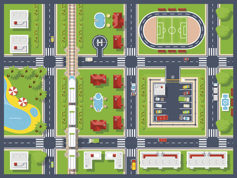 Alfombra de vinilo de ciudad infantil para niño - TenVinilo