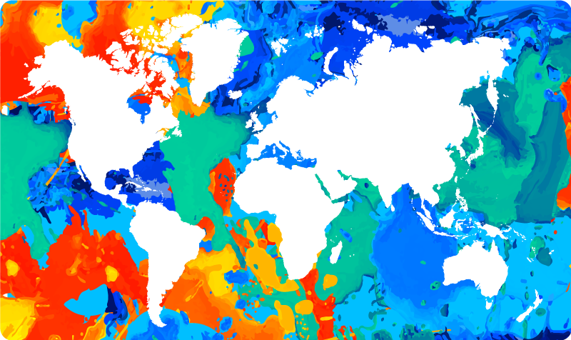 Alfombra vinílica mapamundi mapa del mundo colorido - TenVinilo