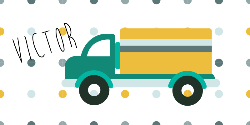 Alfombra vinílica infantil camión con nombre - TenVinilo