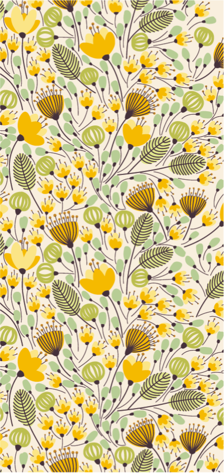 Alfombra vinilo pasillo vintage patrón floral amarillo - TenVinilo