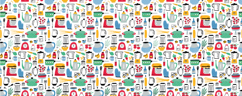 Alfombra vinilo cocina Patrón de cocina multicolor - TenVinilo