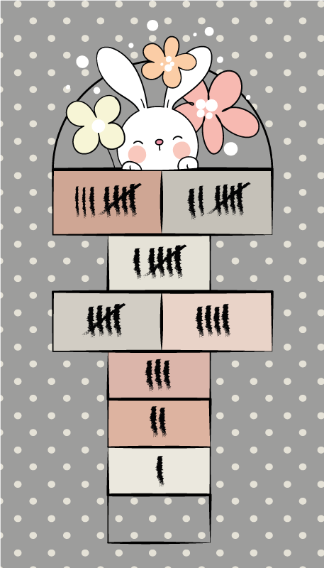 Alfombra vinílica de juegos infantil Rayuela de conejo nórdico - TenVinilo