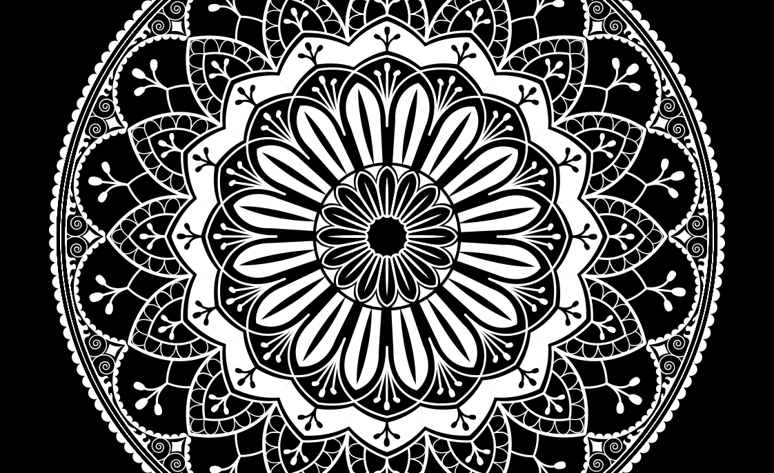 Alfombra vinílica mandala En blanco y negro - TenVinilo