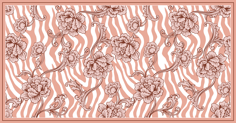 Alfombra vinílica Estampado de cebra y flores - TenVinilo