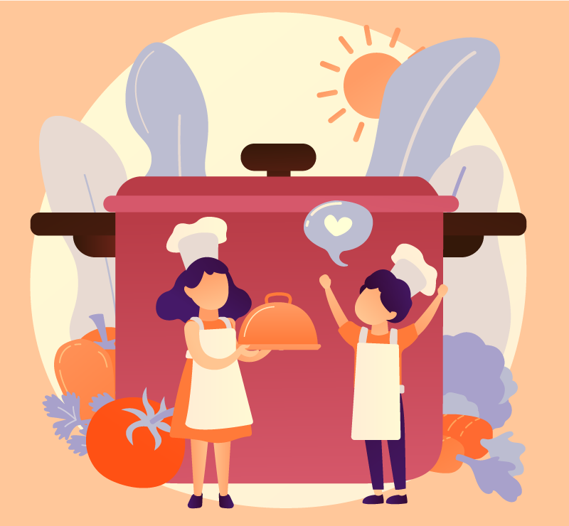 Alfombra vinílica infantil personajes culinarios - TenVinilo