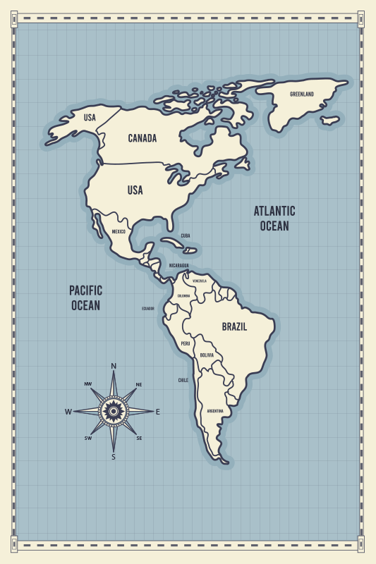 Alfombra de vinilo tarjeta de mapa americano - TenVinilo